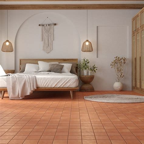 Mediterranean Bedroom Decor with Bright Colors and Terracotta Tiles