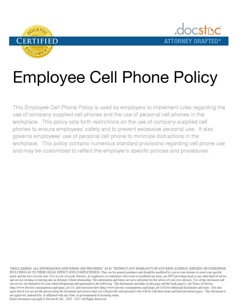 cell phone use at work policy template